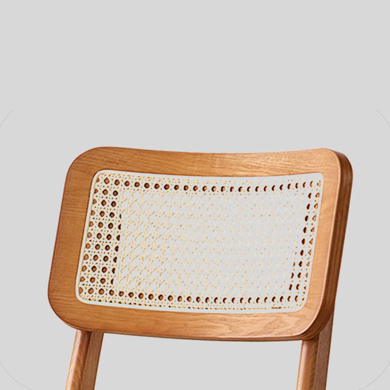 Vintage Rattan and Solid Wood Bar Stool