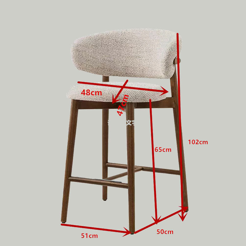 Elio Curved Backrest Modern Fabric Upholstered Bar Stool with Wooden Frame