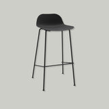 Modern High Bar Stool with Textured Seat and Metal Frame