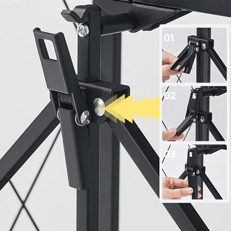 Foldable Metal Storage Shelf with Wheels – 4-Tier Heavy-Duty Rolling Rack for Kitchen, Office, Living Room, or Garage