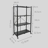 Foldable Metal Storage Shelf with Wheels – 4-Tier Heavy-Duty Rolling Rack for Kitchen, Office, Living Room, or Garage
