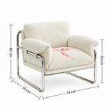 White Sherpa Fleece Lounge Armchair – Chrome Frame | StoolTopia