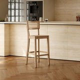 Solid Wood & Hand-Woven Rattan Bar Stool – Indonesian Cane Weave, Multi-Height Options (60/65/72cm)
