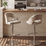 Italian Minimalist Upholstered Bar Stool, Adjustable Swivel Stainless Steel Island Chair