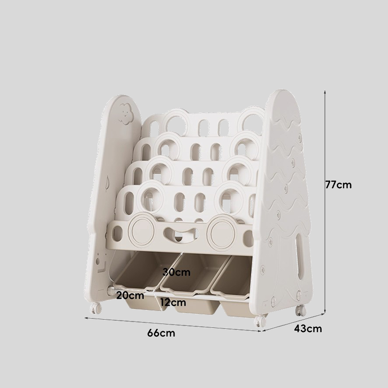 Kids Treehouse Bookshelf with Rolling Storage Bins