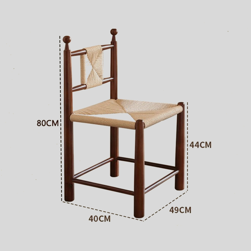 Nordic Woven Dining Chair – Solid Wood Frame with Handcrafted Rope Seat
