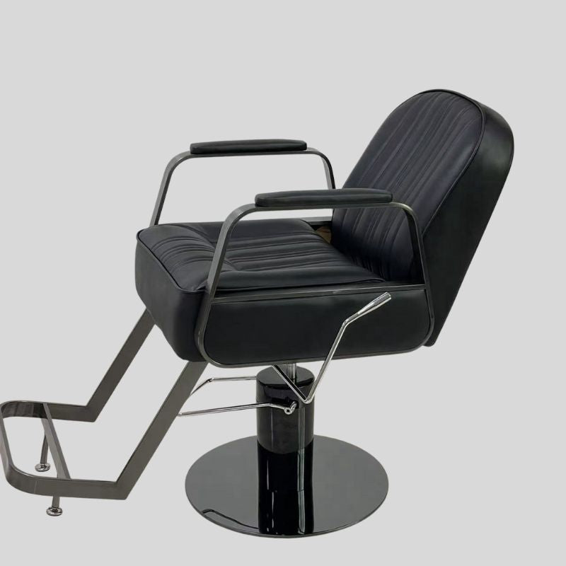Retro Hydraulic Salon Chair – Heavy-Duty Metal Frame & Premium Leatherette Seat