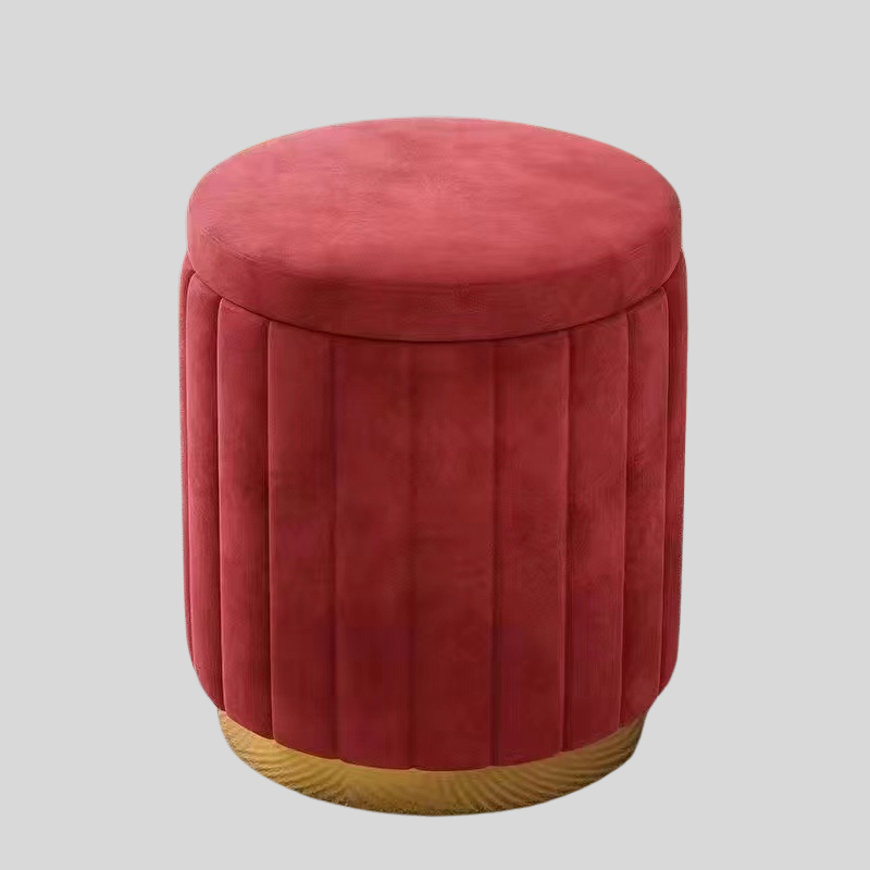 Velvet Storage Ottoman Stool with Gold Base