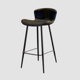 Modern Leather Upholstered Bar Stool with Carbon Steel Frame | Ergonomic High Stool in Crazy Horse or Saddle Leather