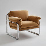 Modern Retro Lounge Armchair with Chrome Frame