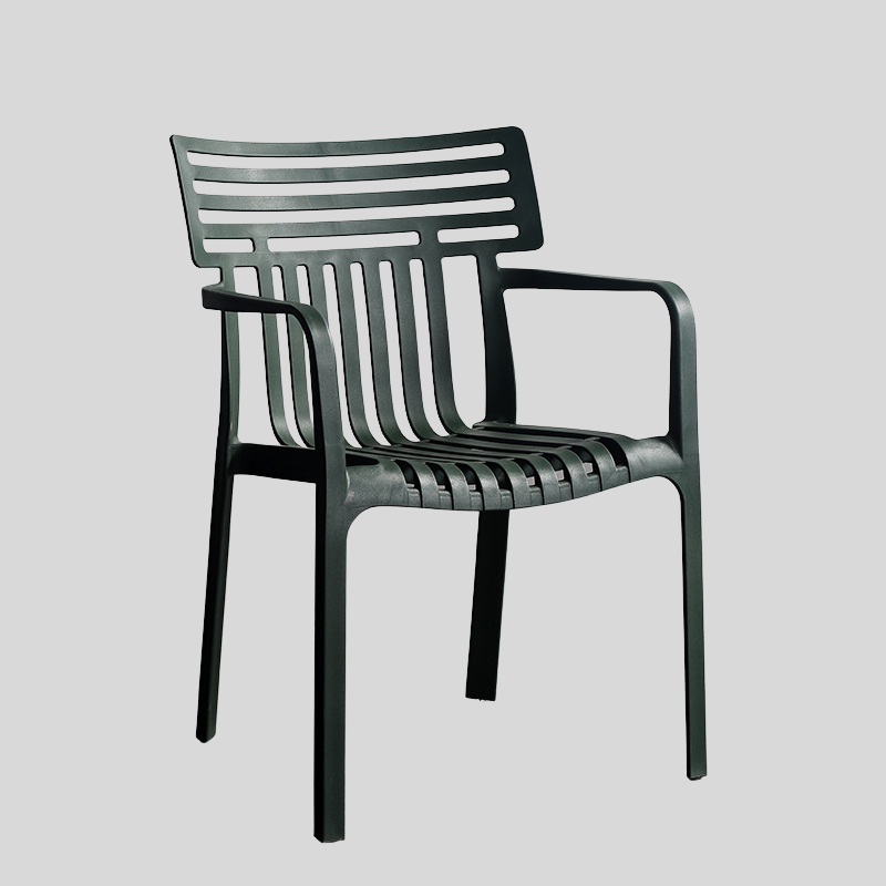 Contemporary Slatted Outdoor Dining Chair – Stackable Armchair for Patio, Café & Restaurant