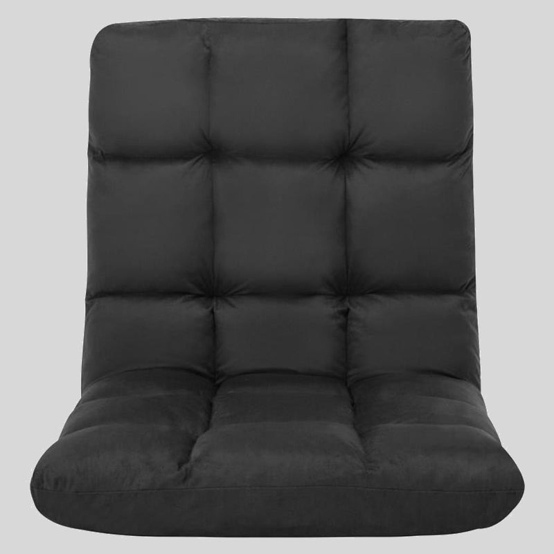 Adjustable Black Floor Chair - Reclining Lounge Seat for Living Room or Gaming