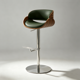 Italian Minimalist Genuine Leather Bar Stool, Adjustable Swivel Island Chair