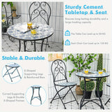 Vintage Mosaic Bistro Set – Folding Iron Table and Chairs for Patio & Garden