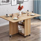 Foldable Drop Leaf Dining Table with Storage Shelves & Wheels – Space-Saving Convertible Table for Small Apartments