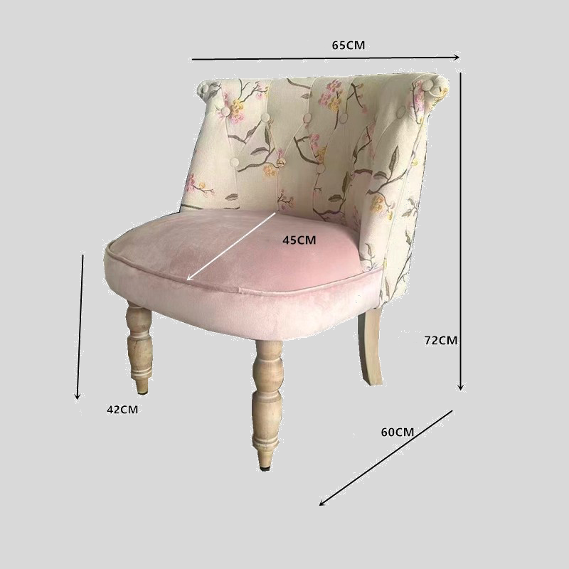 French Floral Velvet Vanity Chair