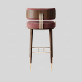 Modern creative bar chair home solid wood high stool light luxury metal stainless steel bar chair American casual bar chair