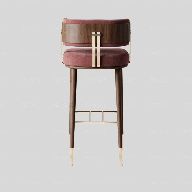 Modern creative bar chair home solid wood high stool light luxury metal stainless steel bar chair American casual bar chair