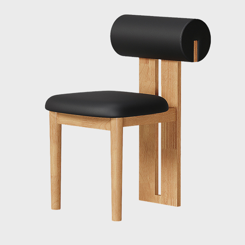 Modern Minimalist Chair with Upholstered Roll Backrest