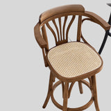 Vintage Bentwood Bar Stool - Elegant and Sturdy with Rattan Seat