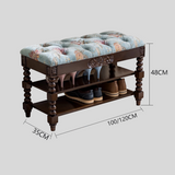 Vintage Floral Upholstered Shoe Storage Bench