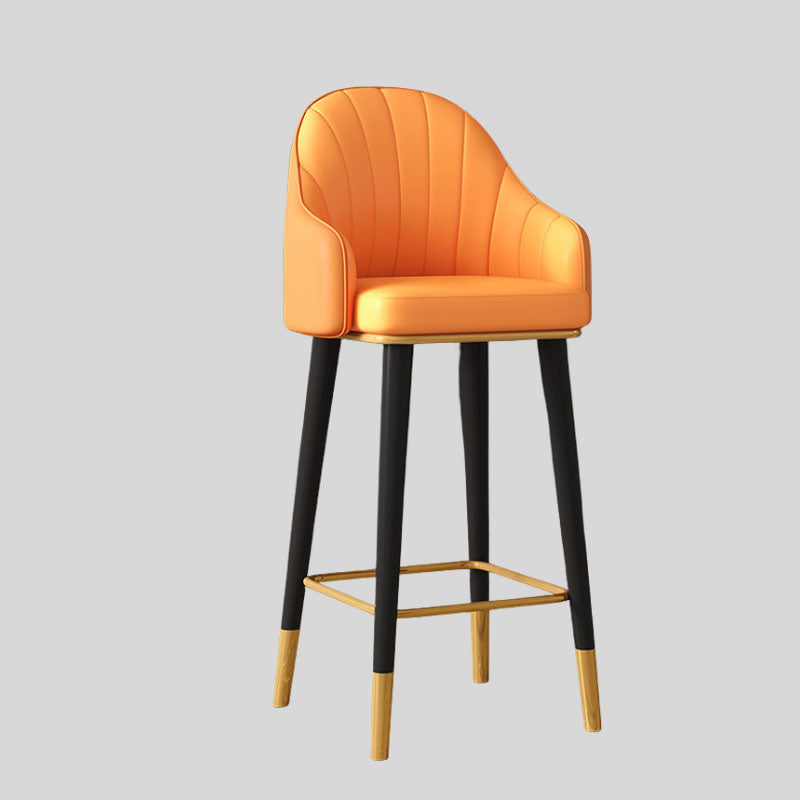 Contemporary High Back Leather Bar Stool with Gold Accents for Modern Interiors