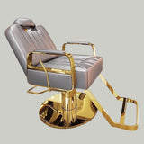 Luxury Reclining Salon Chair with Gold or Chrome Base