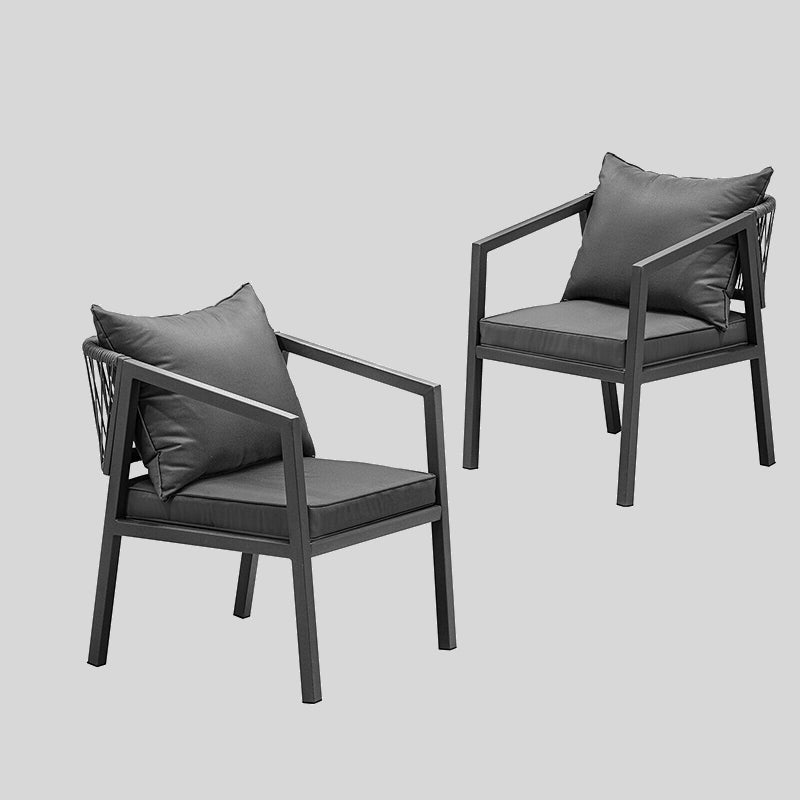 Set of 2 Elegant Rope-Back Outdoor Chairs Modern Outdoor Dining Set