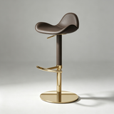 Saddle Leather Bar Stool - Swivel and Height Adjustable Kitchen Island Seat