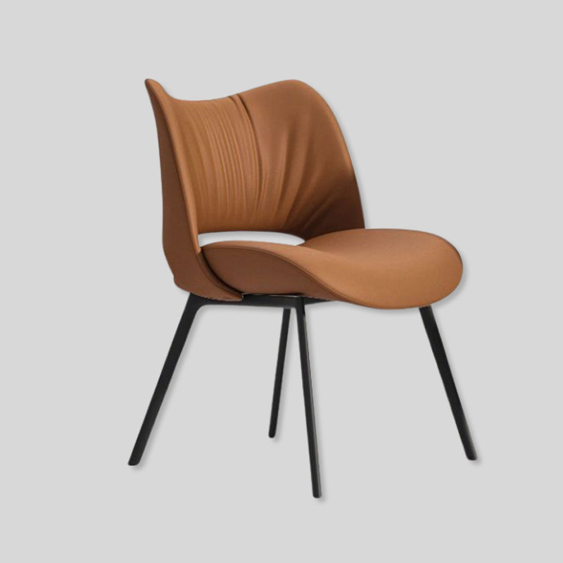 Modern Curved Leather Dinning Chair - Contemporary Comfort for Stylish Spaces