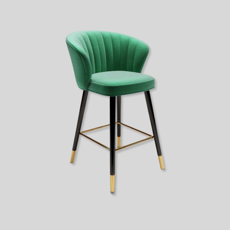 Elegant Velvet Bar Stool with Gold Accents and Modern Design