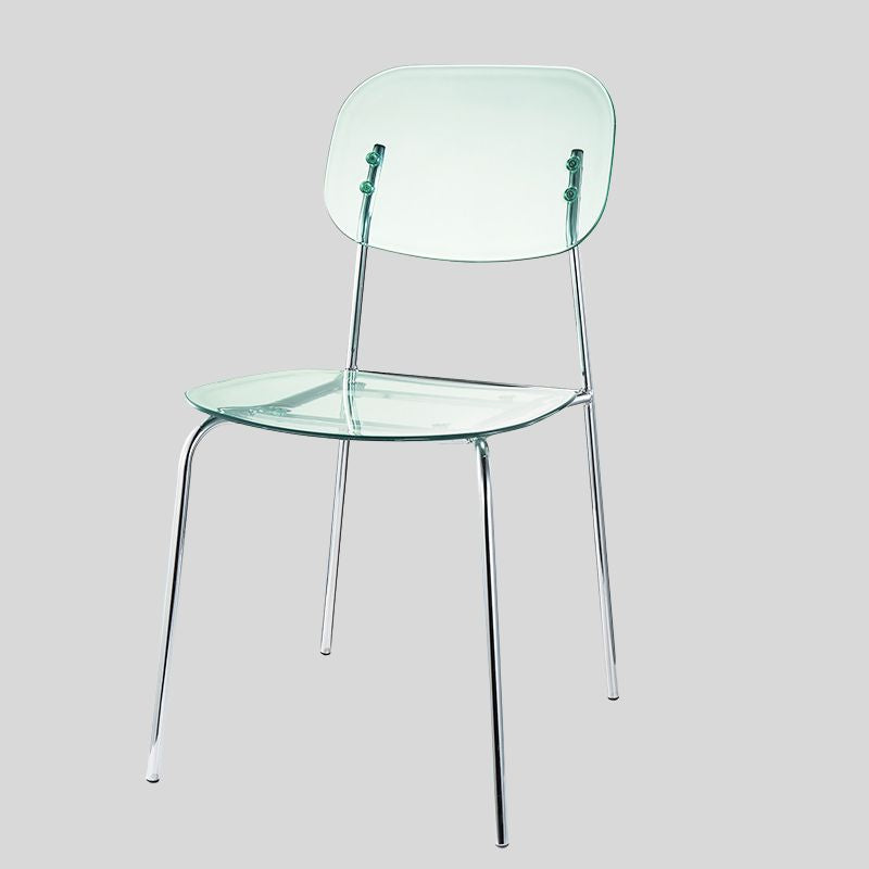 Modern Acrylic Dining Chair with Chrome Legs – Transparent Minimalist Dining or Café Chair