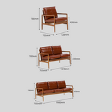 Mid-Century Solid Wood Leather Sofa