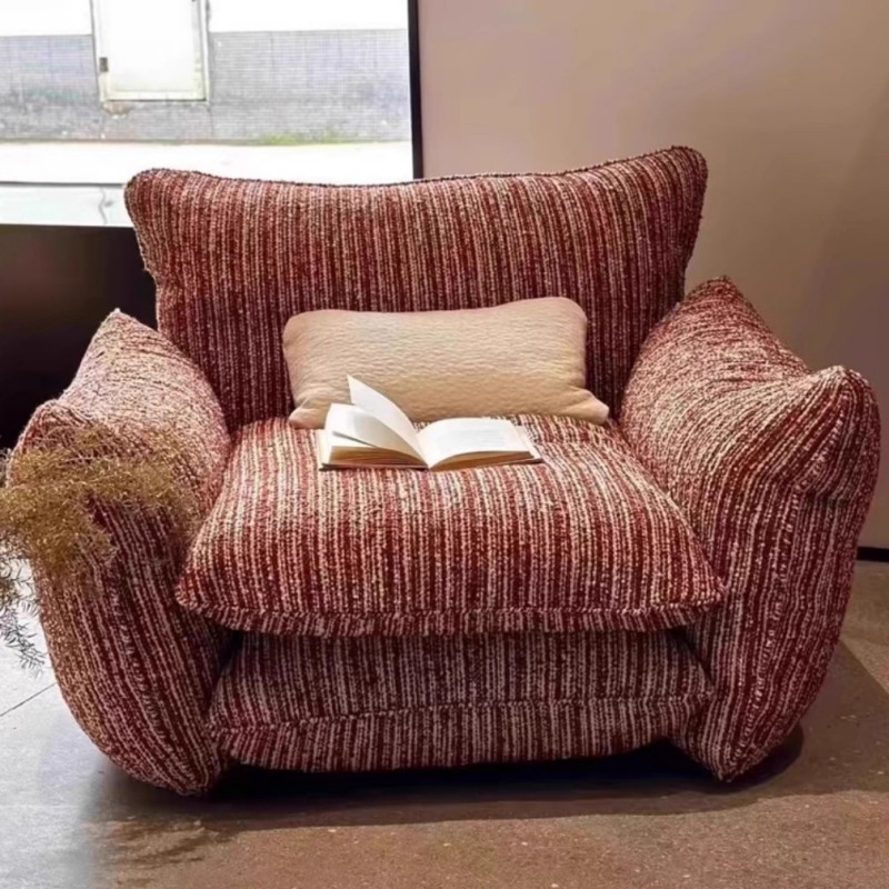 Oversized Cloud Lounge Armchair – Plush Bouclé Fabric Reading Chair with Deep Cushions