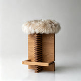Lambswool Solid Wood Bar Stool – Cream, 65 or 75 cm