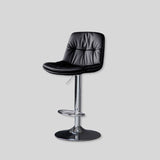 Home Front Desk Island Barstools with Double Layer Nappa Leather Back & Metal Footrest