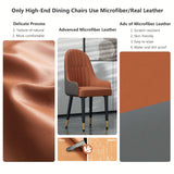 2 Set of Luxury High-Back Dining Chair with Microfiber Leather – Diamond Stitch Upholstery and Metal Accents