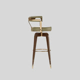 Upholstered Swivel Bar Stool with Wood Frame and Round Seat