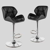 Set of 2 Black Adjustable Swivel Bar Stools - PU Leather with Chrome Base for Kitchen and Bar