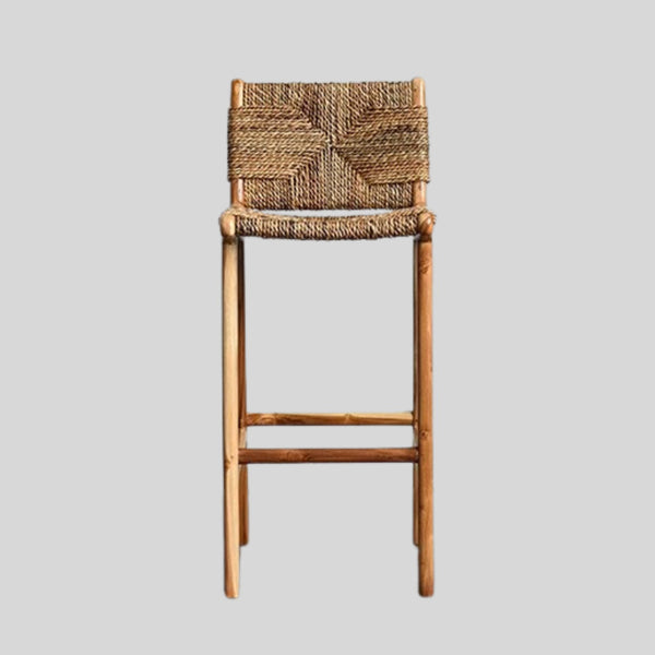 Nordic Solid Wood Bar Chairs For Bar Furniture High Chairs Backrest Household Rattan Weaving Creative Dining Room Bar Stools