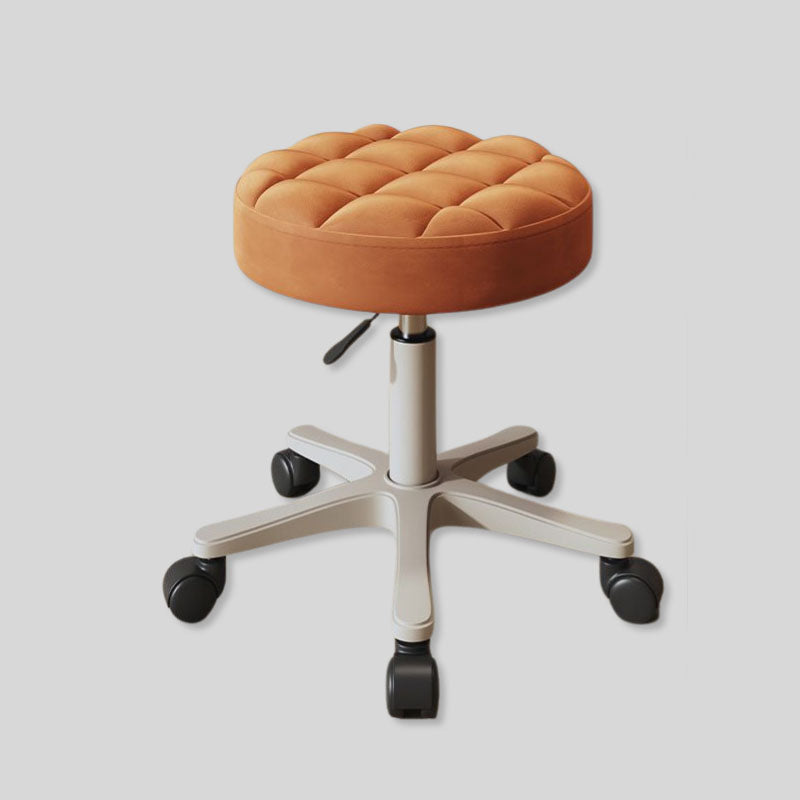 Adjustable Round Rolling Stool with Tufted Cushion for Beauty and Salon Use