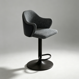 Cotton Linen Swivel Bar Stool – Adjustable Height Counter Chair