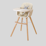 Multifunctional Adjustable Baby High Chair with Wooden Legs