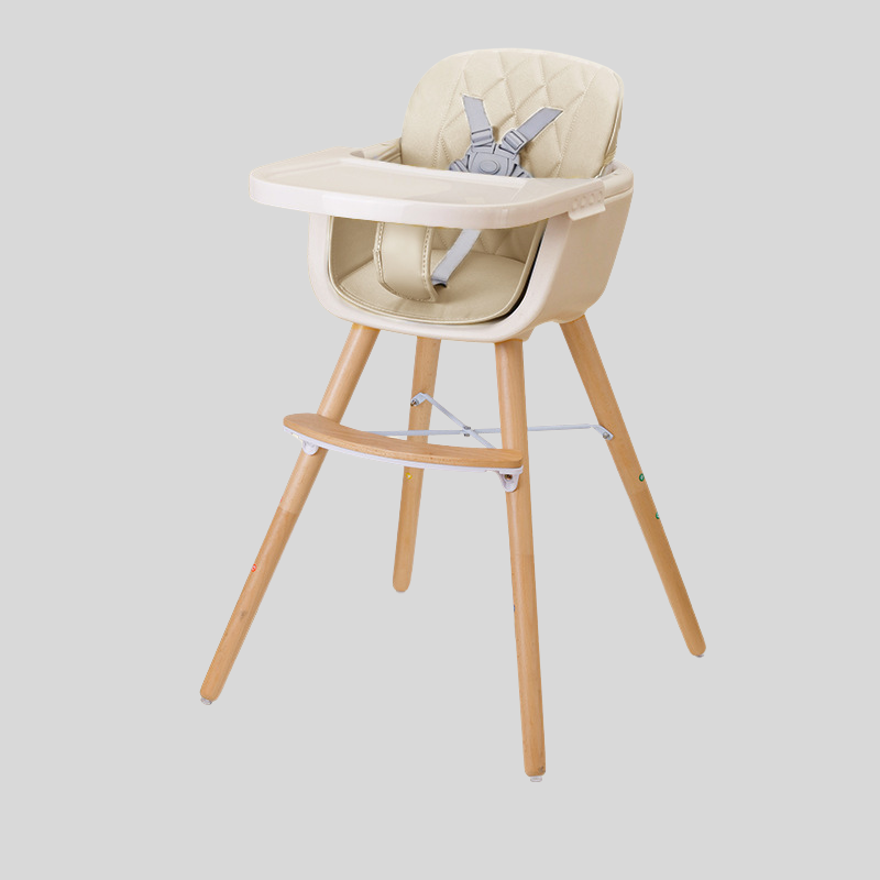 Multifunctional Adjustable Baby High Chair with Wooden Legs