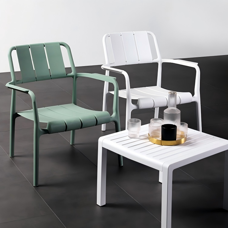 Modern Outdoor Lounge Armchair – All-Weather Stackable Patio Chair