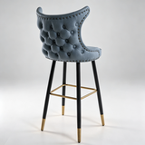 Velvet Bar Stool with Gold Accents – Technology Fabric, 65/75cm
