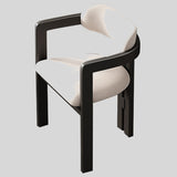 Modern Elegance: Black Frame Dining Chair with Plush Beige Upholstery and Contemporary Design