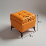 Tufted Faux Leather Storage Ottoman Bench with Handle