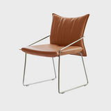 Modern Tech-Leather Dining Chair with Carbon Steel Frame