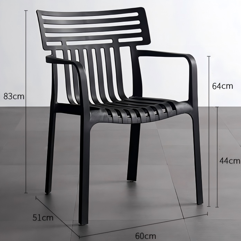 Contemporary Slatted Outdoor Dining Chair – Stackable Armchair for Patio, Café & Restaurant